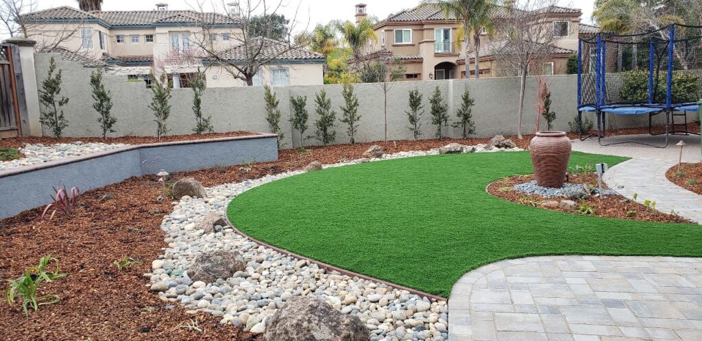 Professional drip irrigation installation San Jose showing water-efficient sprinkler system for drought-tolerant landscape